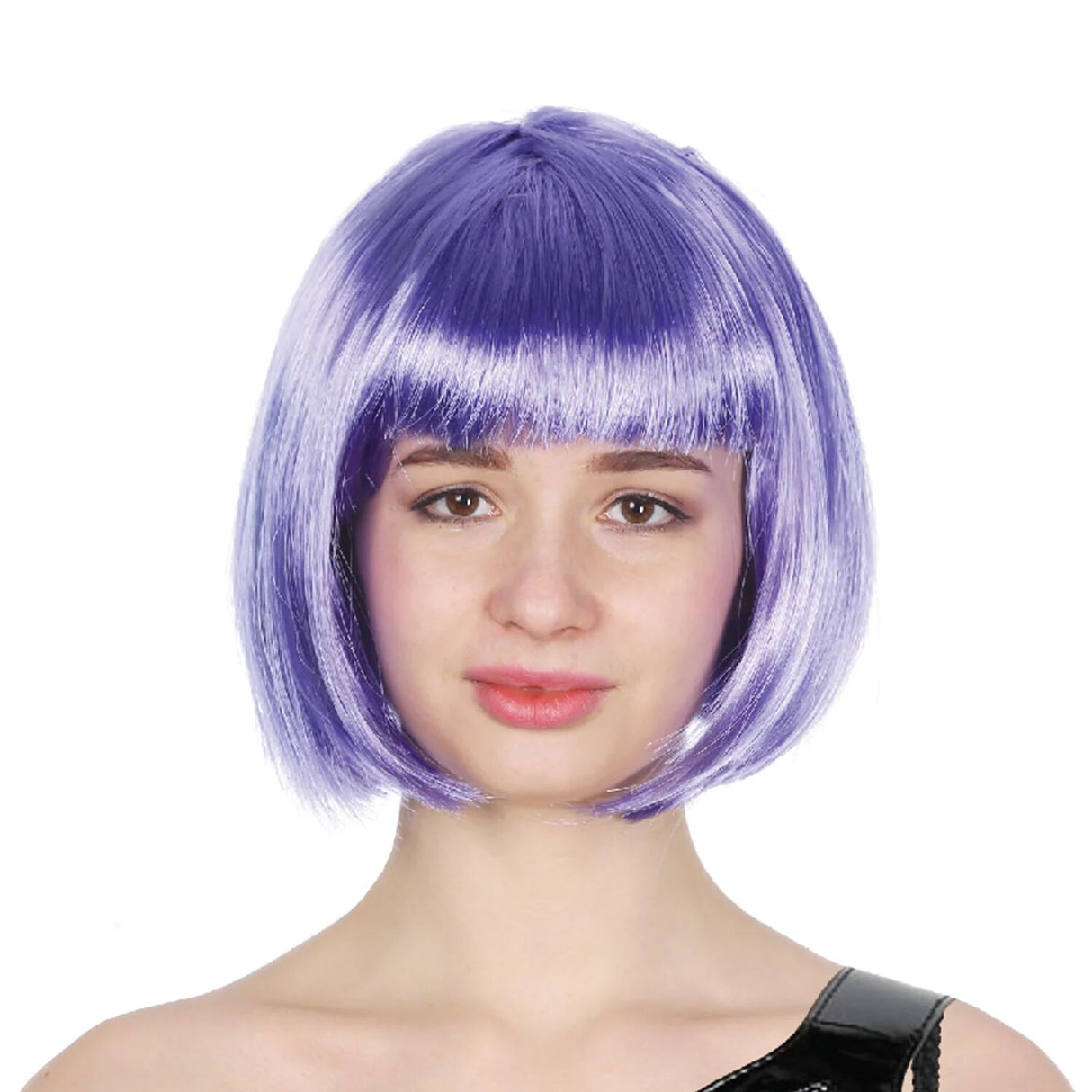 Eye-Catching Purple Bob Wig with Sleek Bangs for Costume Parties and Cosplay Events - Women's Fancy Dress Accessory
