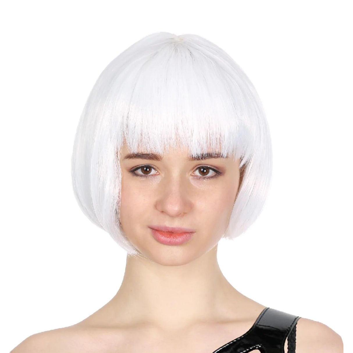 Chic Short White Bob Wig with Bangs for Themed Parties and Costume Events