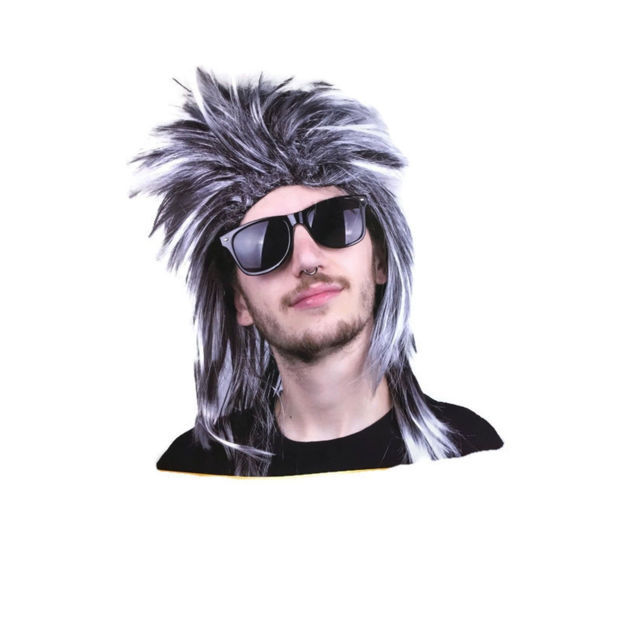 80s Rocker Mullet Wig for Men - Spiky Hair Fancy Dress Party Costume