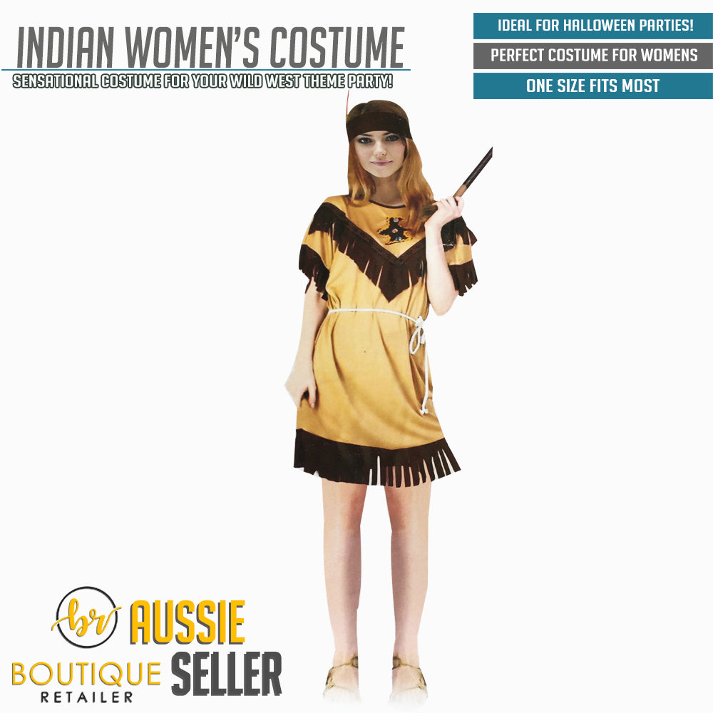 Native American Inspired Costume for Women - Wild West Themed Dress & Belt