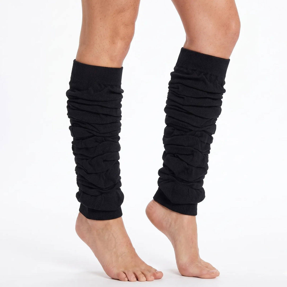 Vibrant 80s Inspired Knitted Leg Warmers for Women - Fluorescent Dance Ankle Accessories in Black