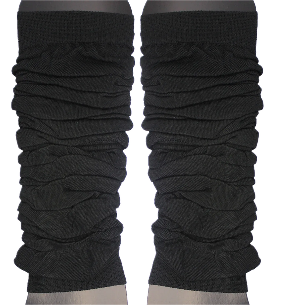 Vibrant 80s Inspired Knitted Leg Warmers for Women - Fluorescent Dance Ankle Accessories in Black