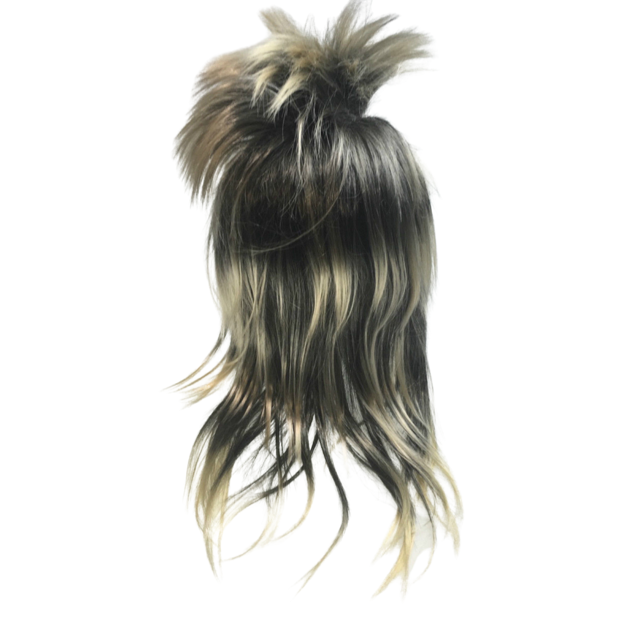 Men's 80s Rock Punk Spiky Wig - Black and Blonde Mullet Costume Accessory