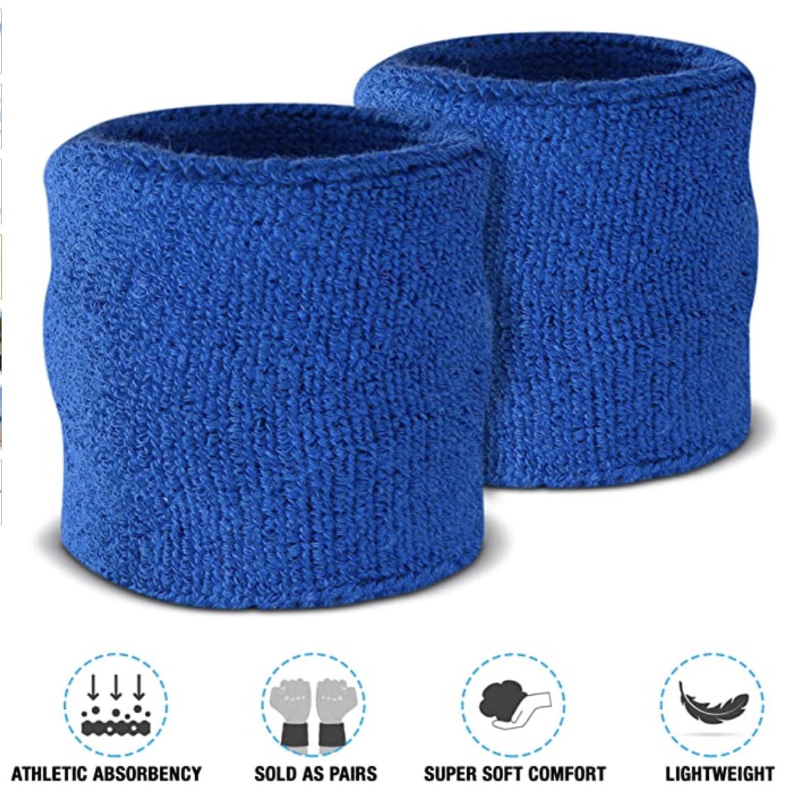 WRISTBAND & HEADBAND SET Tennis Terry Towelling Cotton Sweat Band Team Gym - Blue