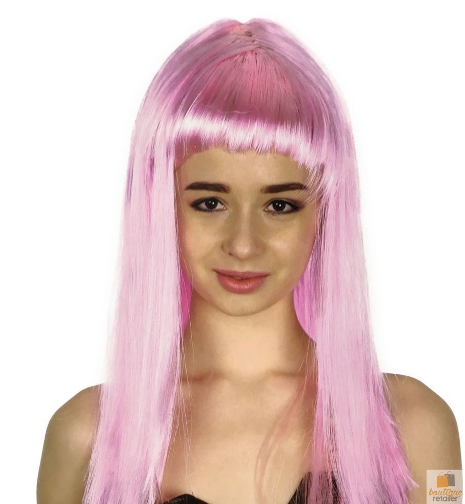 70cm Light Pink Straight Wig with Fringe for Party and Cosplay - Women's Fancy Dress