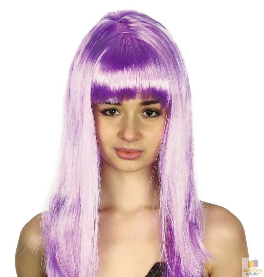 Light Purple Straight Long Wig with Fringe for 20s and 50s Party Cosplay - 70cm Women's Costume