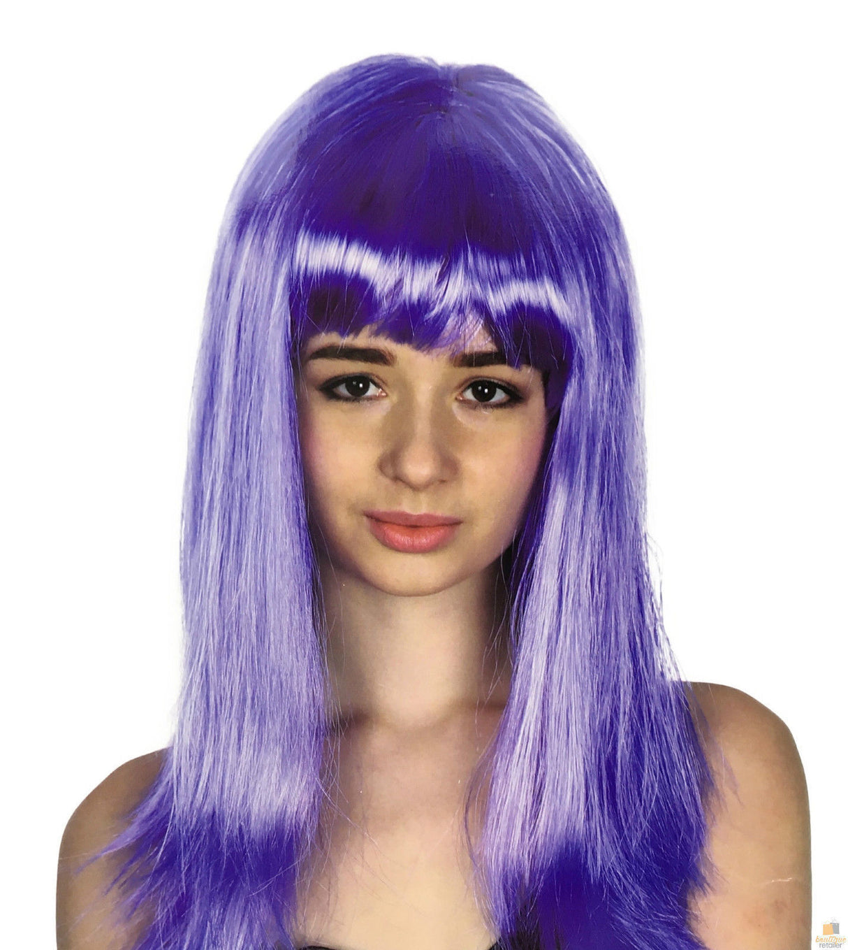 Purple 70cm Long Straight Wig with Fringe for Party and Cosplay - Women's Fancy Dress Accessory