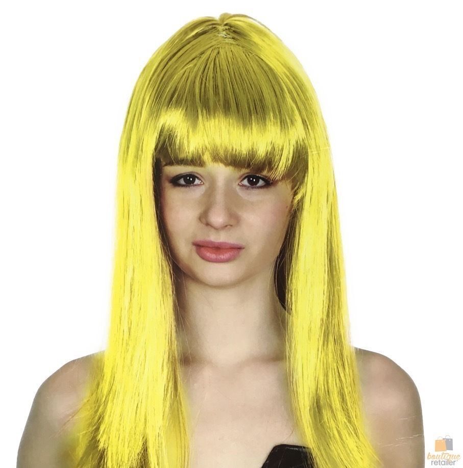 Long Yellow Straight Wig with Fringe for 20s and 50s Party Cosplay - 70cm Women's Costume Hair