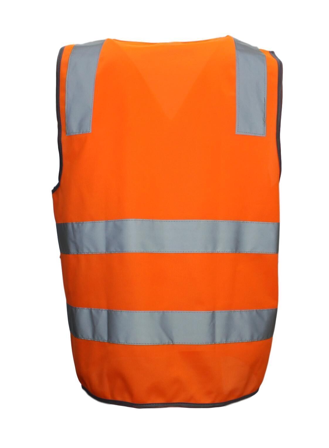 Hi Vis Safety Vest Reflective Tape Zip Up Workwear Pocket High Visibility in Orange - XL