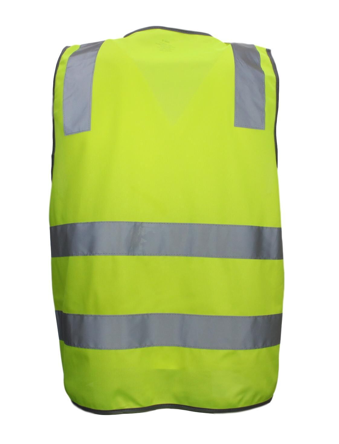 Hi Vis Safety Vest Reflective Tape Zip Up Workwear Pocket High Visibility in Yellow - L