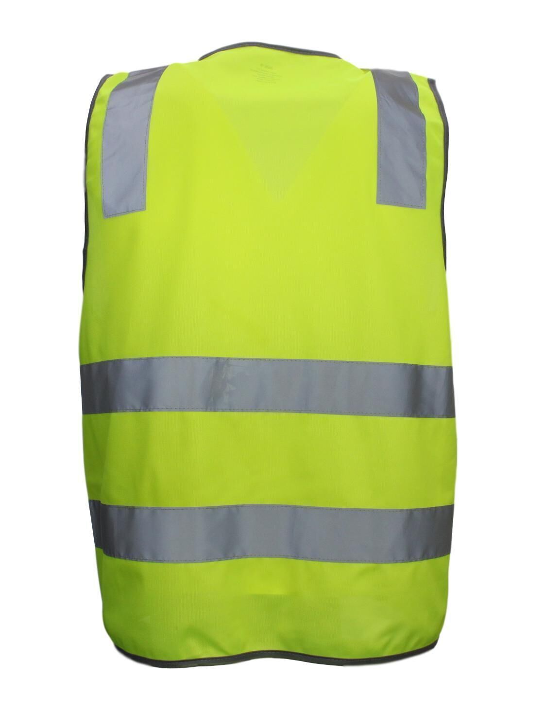 Hi Vis Safety Vest Reflective Tape Zip Up Workwear Pocket High Visibility in Yellow - L