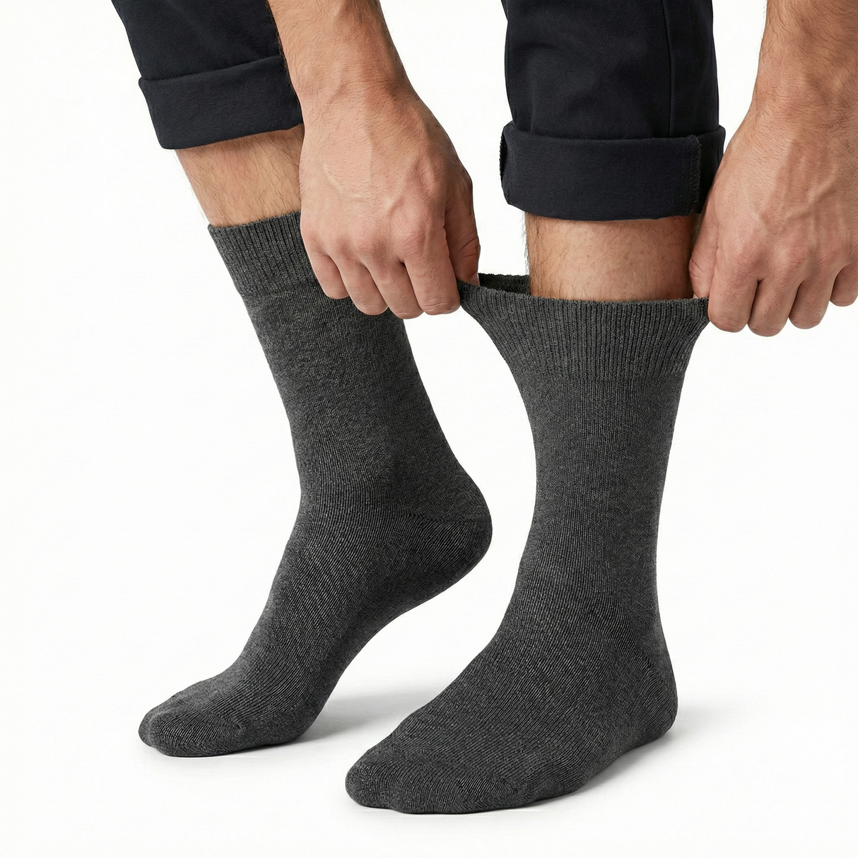1x Pair COTTON Rich LOOSE TOP SOCKS Circulation Diabetic Comfort in Charcoal - 2-8