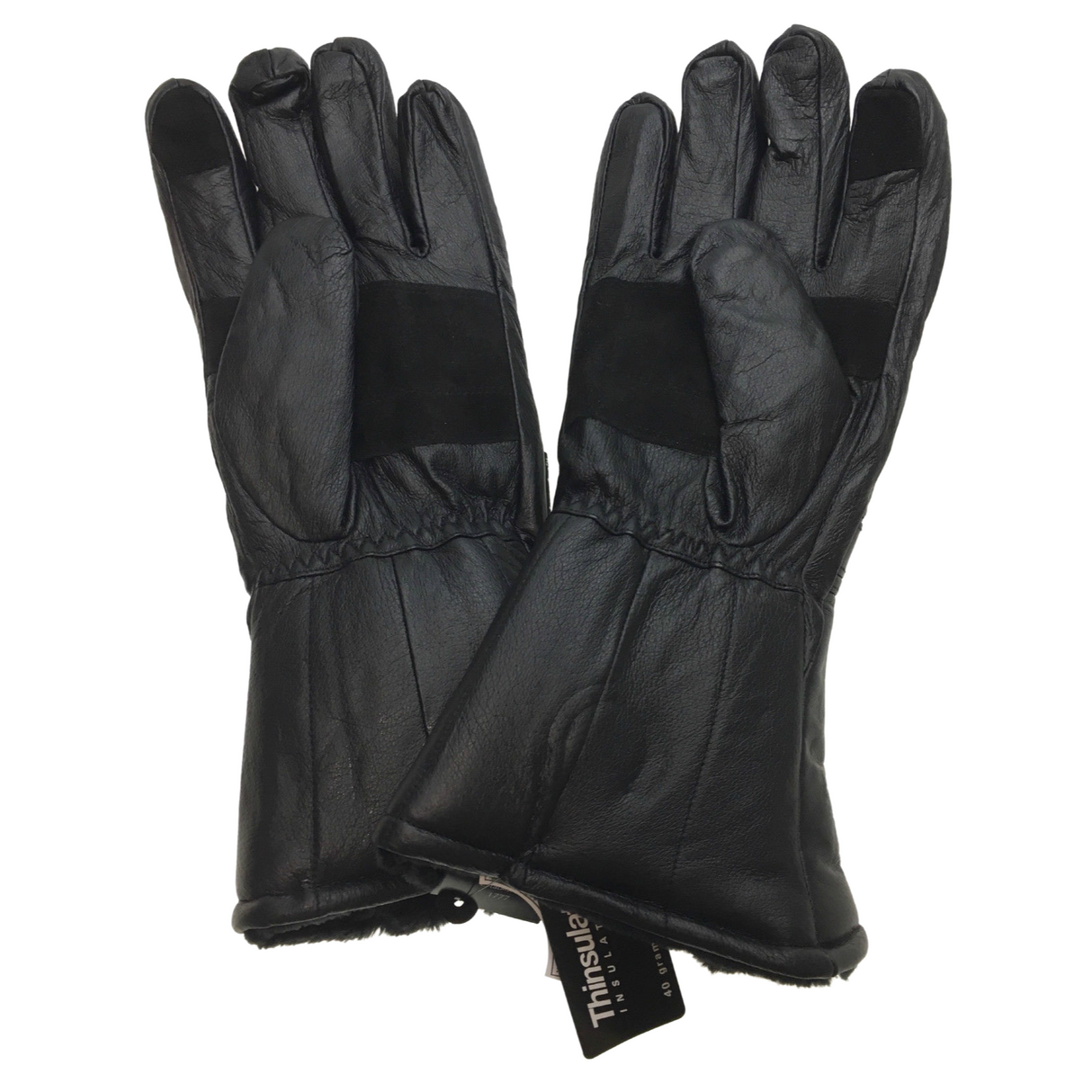 Thinsulate Insulated Leather Winter Motorcycle Gloves for Men - Black - Size S