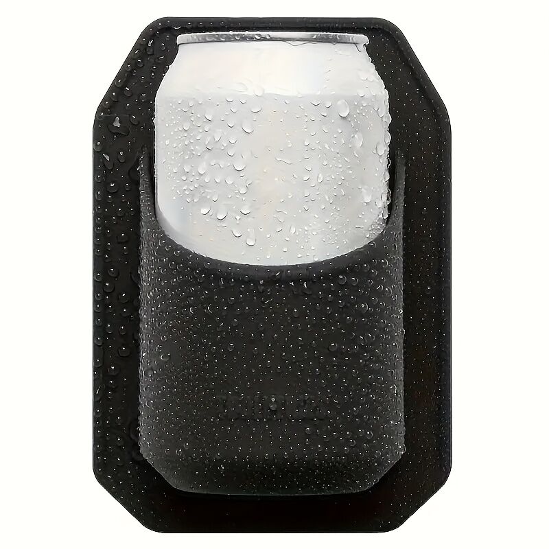 Silicone Shower Beer Holder Wall Mounted Beverage Can Rack Self Adhesive in Black