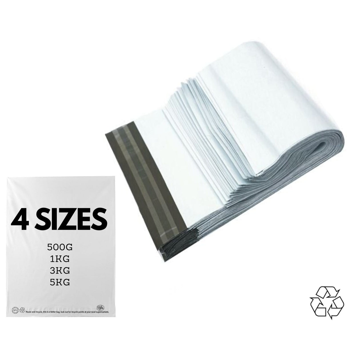 Enviro Recycled Courier Satchels Poly Mailer Bag Accredited Self Sealing Shipping - 5kg (510x435x50mm) - 250pcs