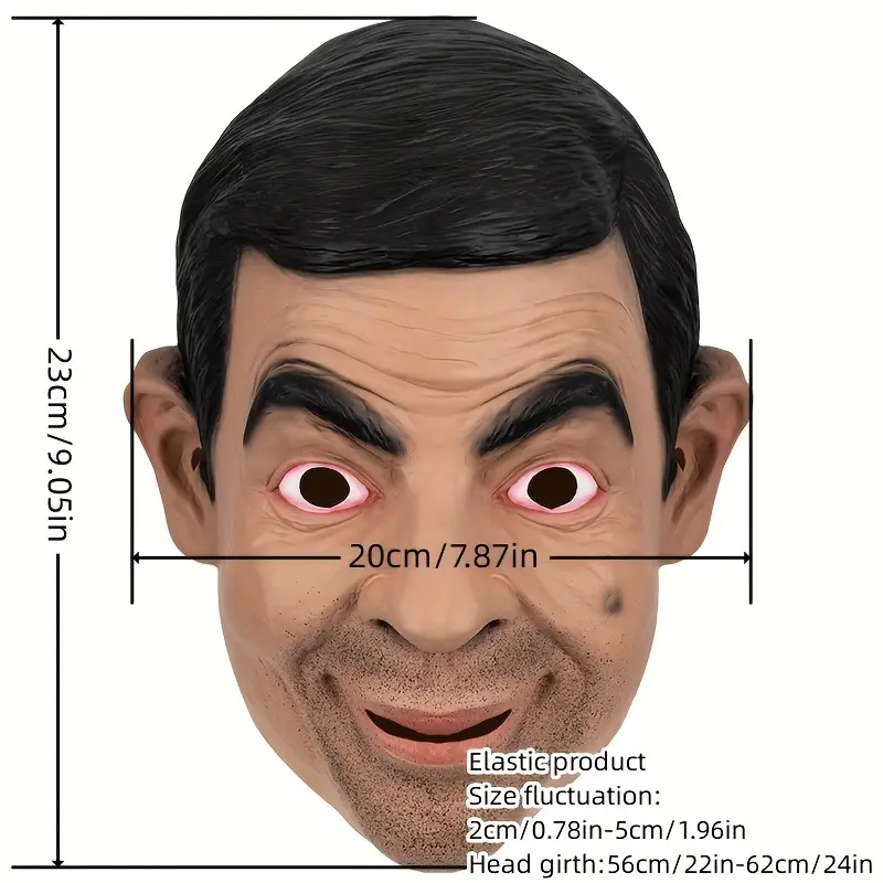Mr. Bean Celebrity Latex Mask - Rowan Atkinson Costume for Halloween & Parties