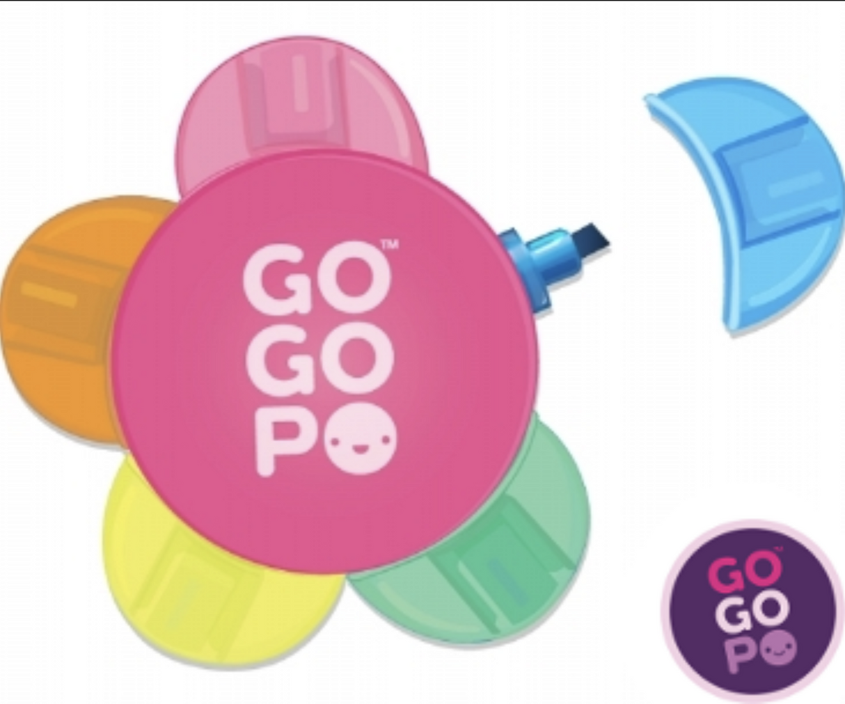 GoGoPo 5 Colour Flower Multi Highlighter Pen