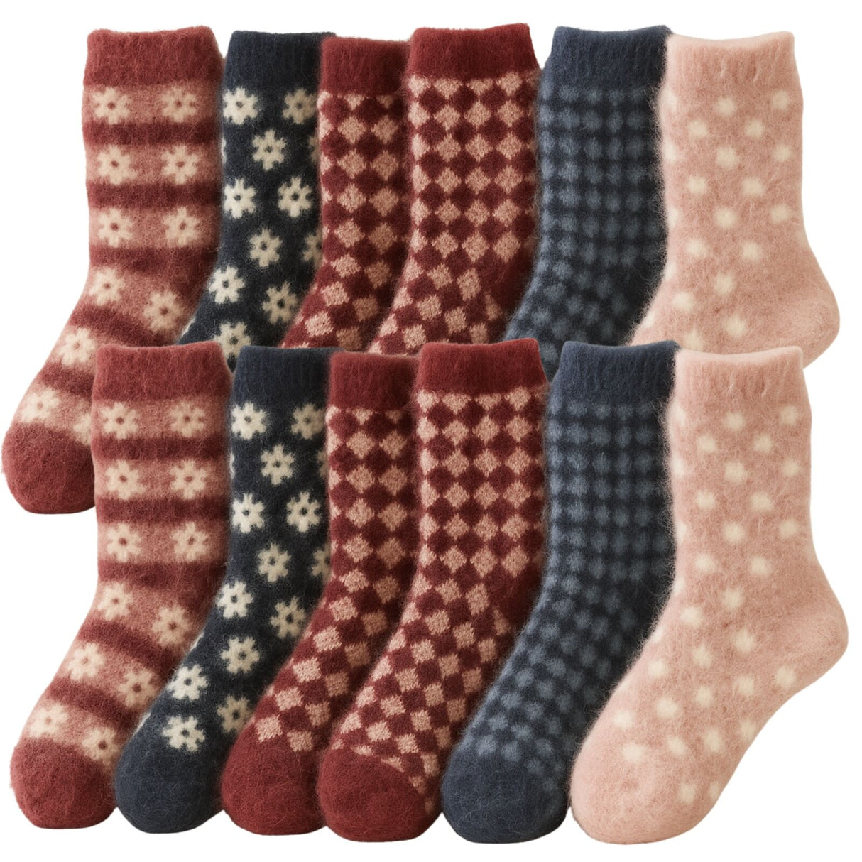 12 Pairs Womens Angora Wool Socks Extra Warm Winter Thermal Soft Ski