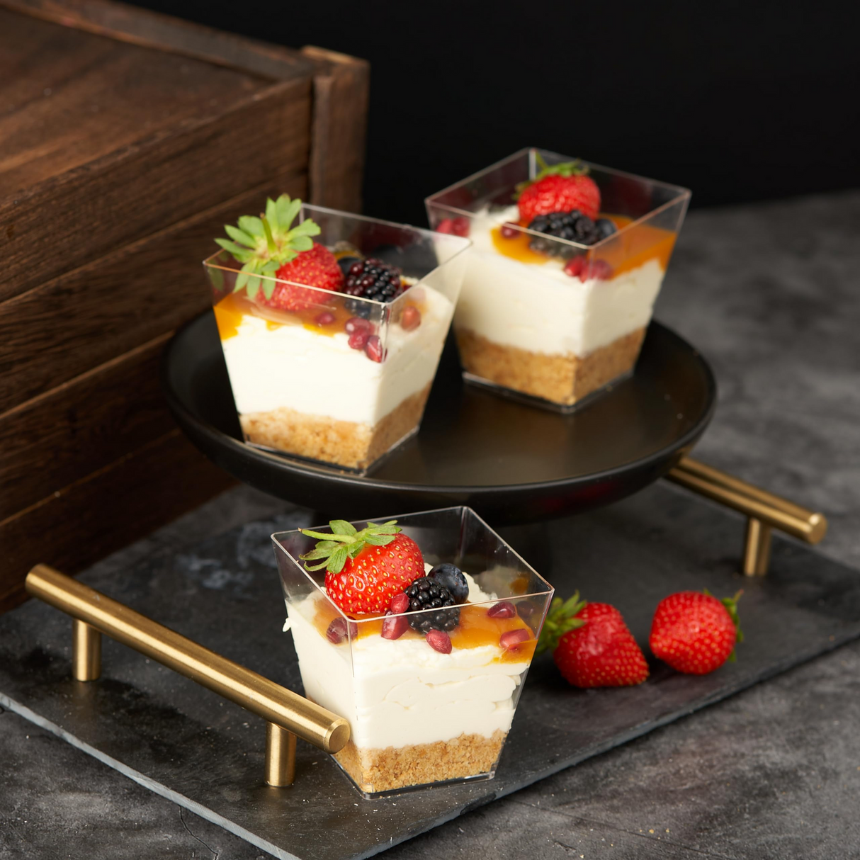288x Premium Plastic Square Dessert Cups BPA Free Extra Strong Bulk