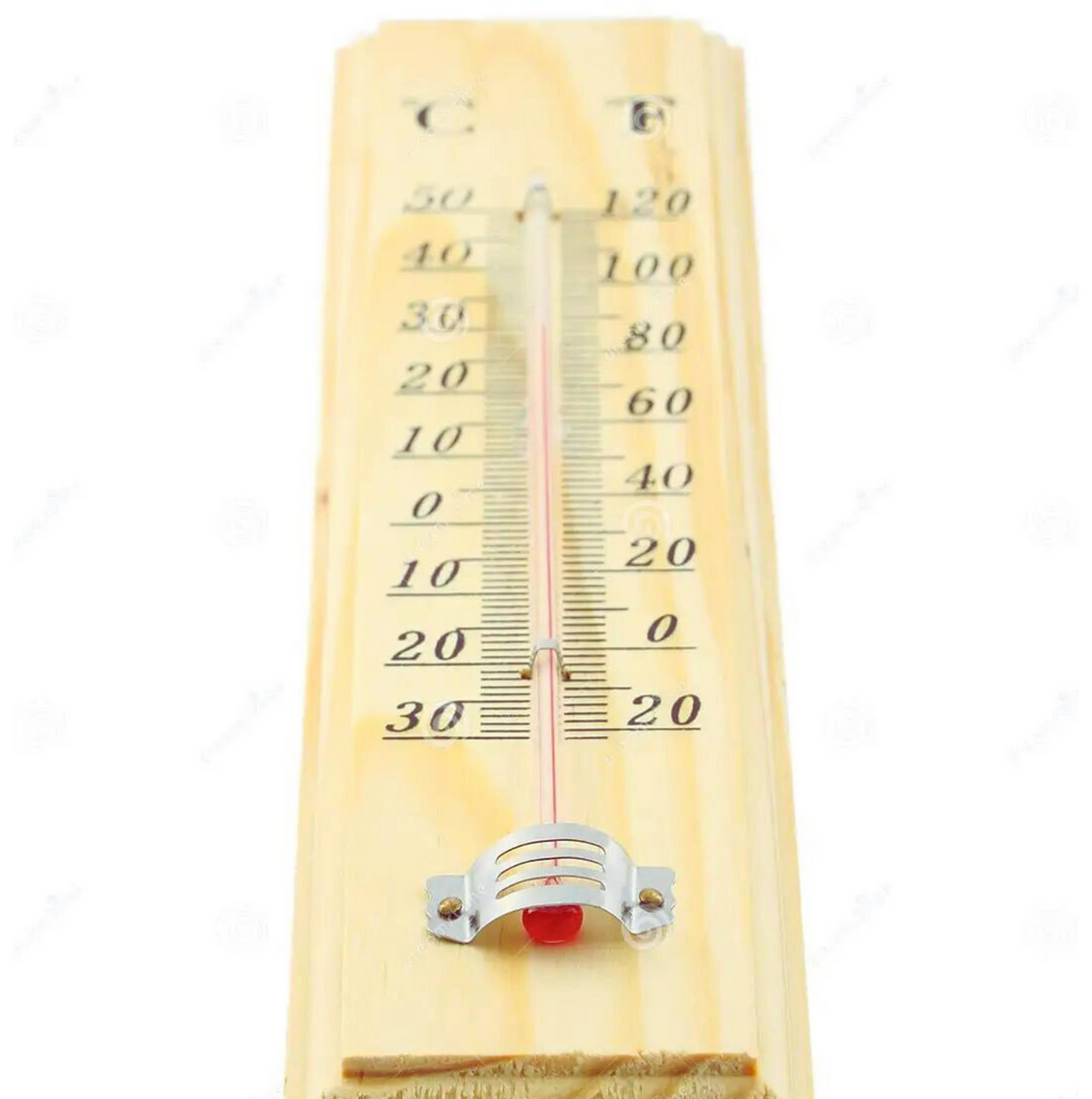 Extra-Large 27cm Wooden Wall Thermometer with Glass for Indoor and Outdoor Decor