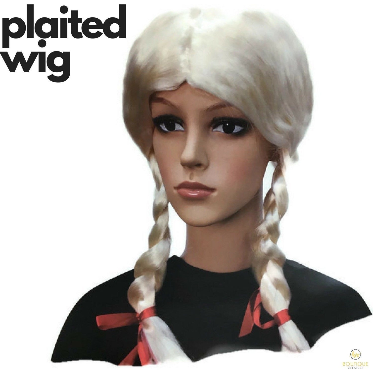 Blonde Braided Wig for Schoolgirl Costume and Dress-Up Parties