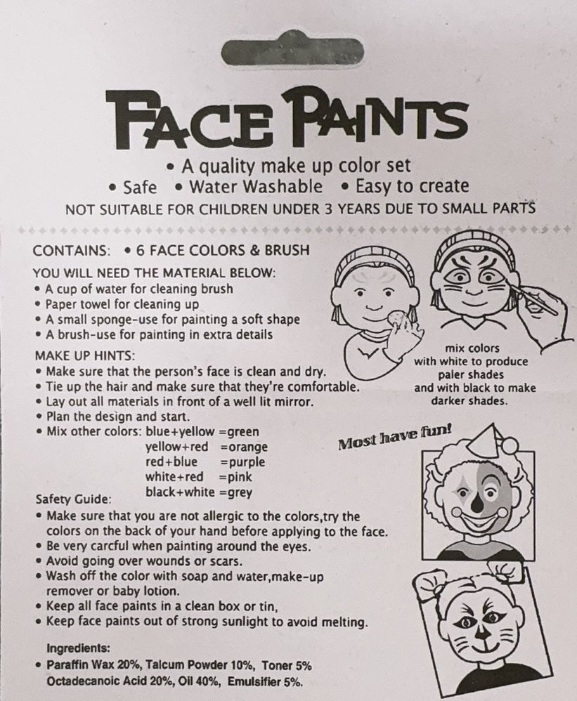 Safe and Fun Clown Face Paint Set for Halloween and Costume Events