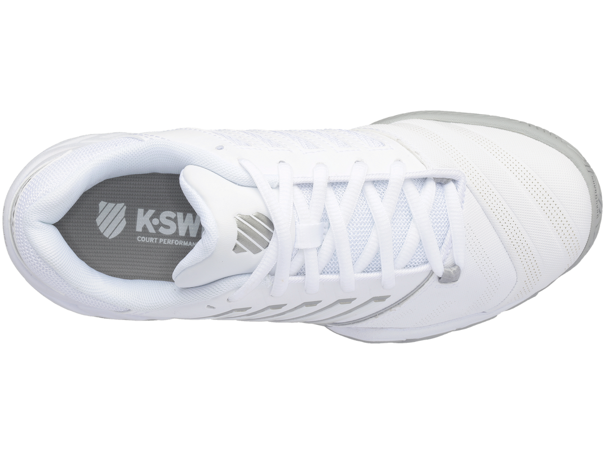 K-Swiss Womens Bigshot 4 AC Tennis Shoes - White/Silver - US 9
