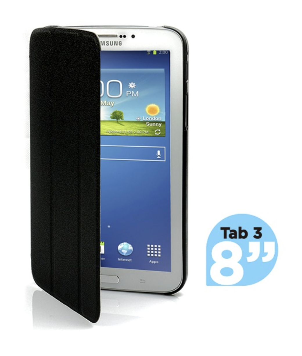 Sleek Tri-Fold Protective Case for Samsung Galaxy Tab 3 - Black, 8 Inch