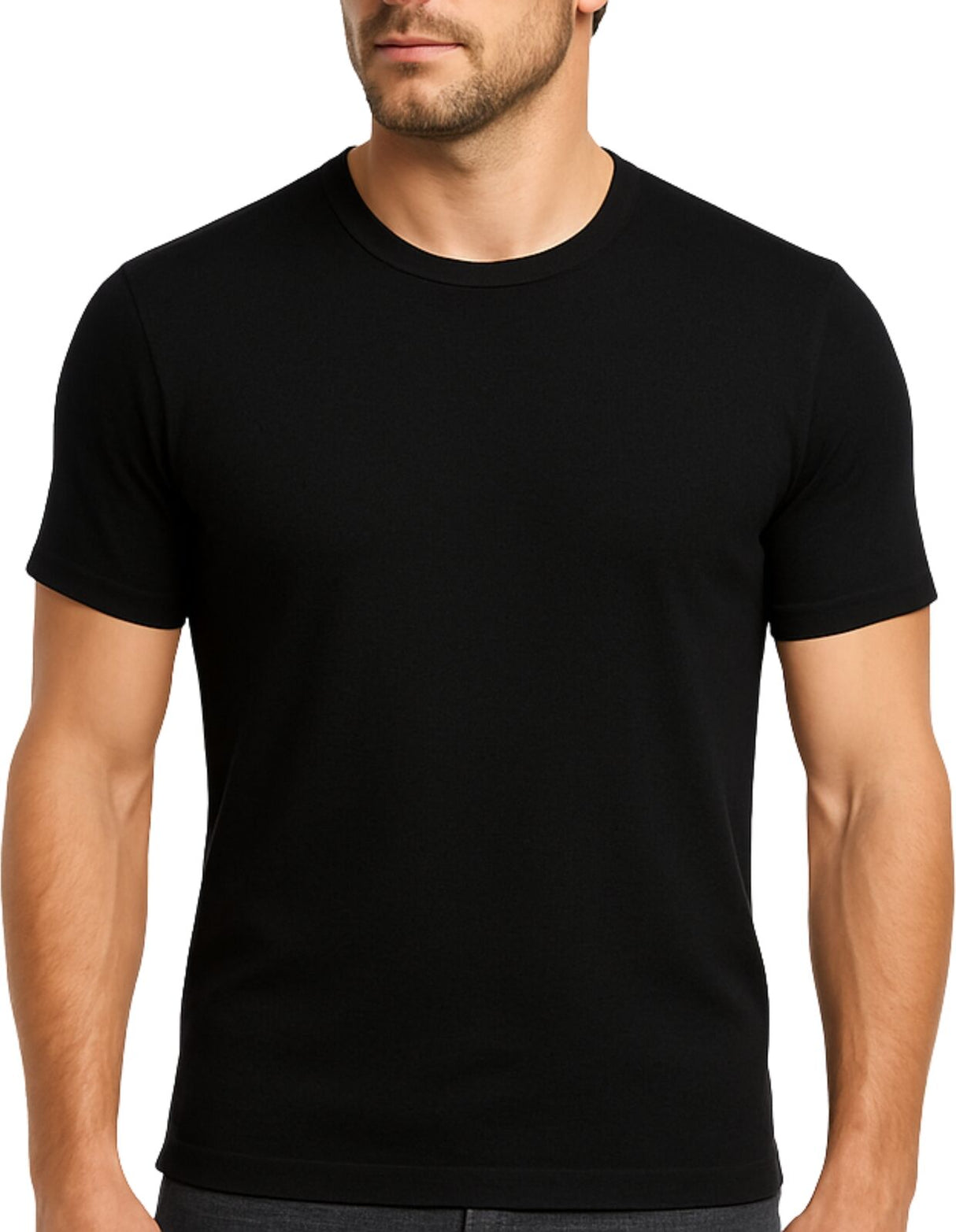 Mens 100% Pure Merino Wool Crew Neck Short Sleeve Top T Shirt Thermal Underwear - Black - Medium (95cm)