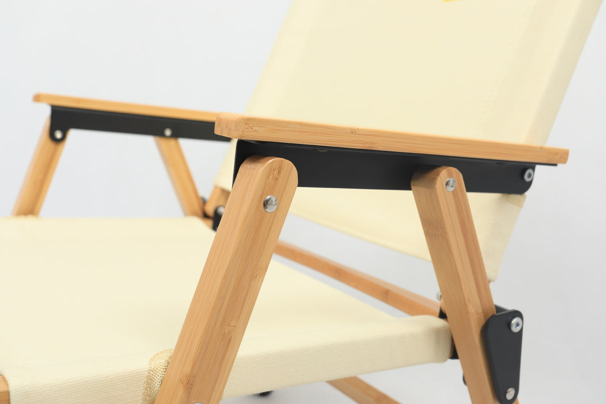 Bamboo Portable Folding Outdoor Chair for Camping and Picnics - Khaki/Beige
