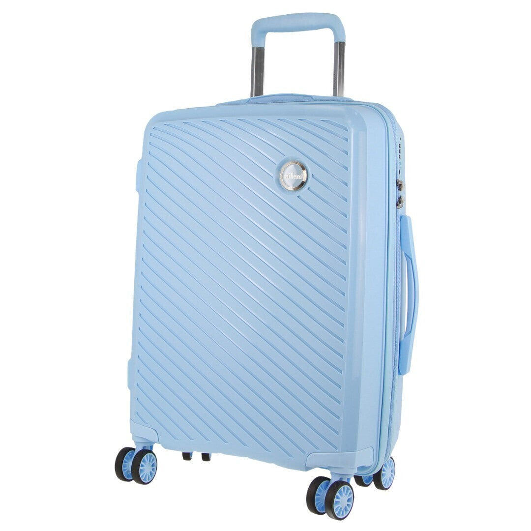Stylish Blue Hard Shell Carry-On Suitcase by Milleni - 54cm (39L)