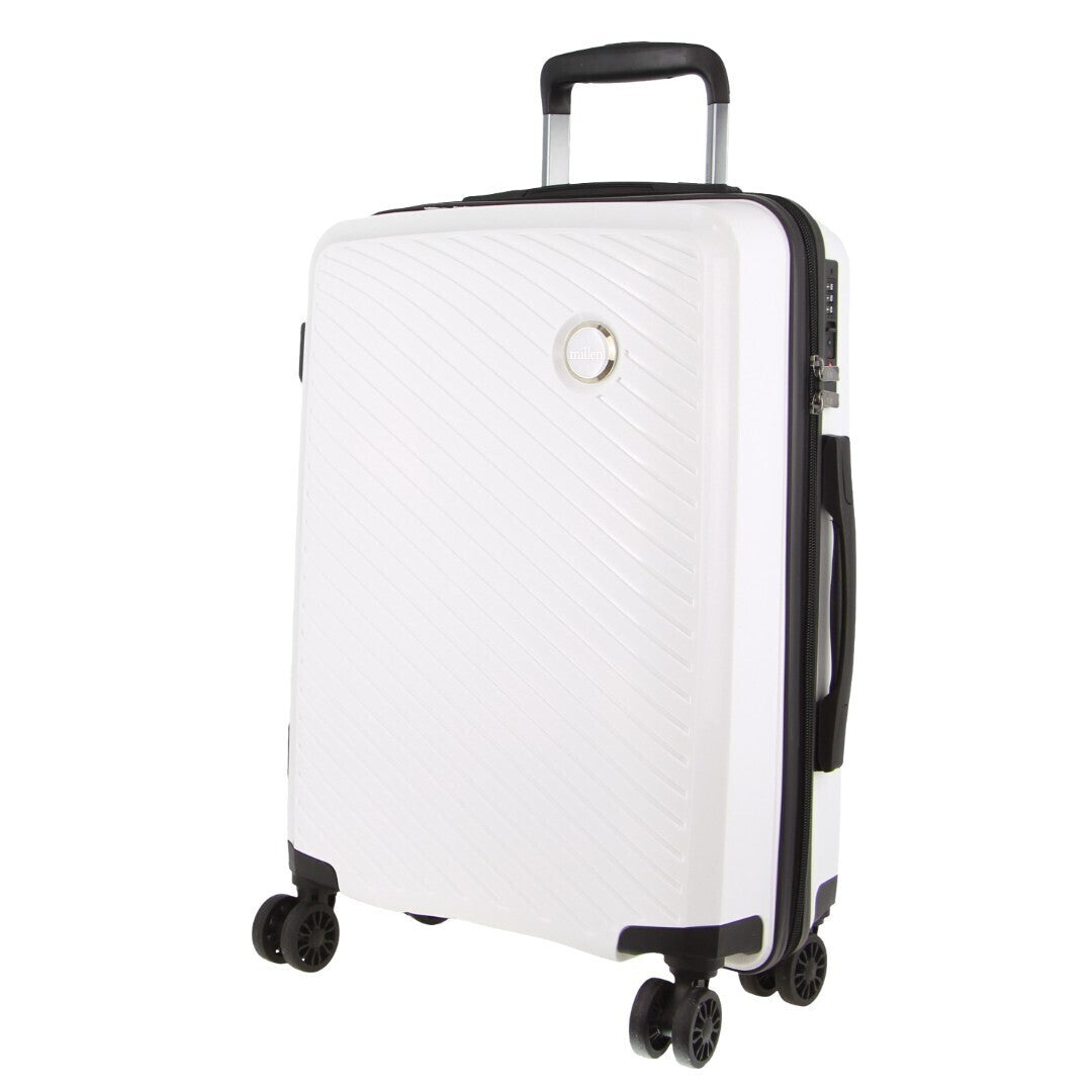 Contemporary White Cabin Luggage Bag - Pierre Cardin Inspired Milleni 54cm Suitcase (39L)