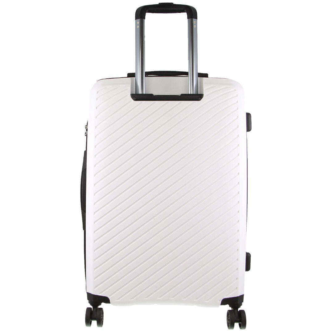 Pierre Cardin Milleni 75cm Expandable Travel Suitcase - Stylish White Checked Luggage Bag