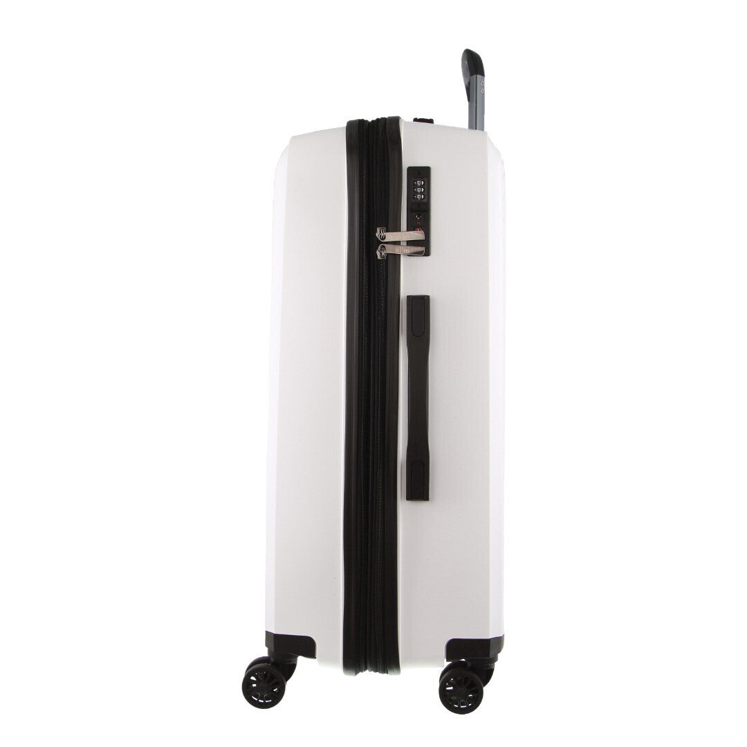 Pierre Cardin Milleni 75cm Expandable Travel Suitcase - Stylish White Checked Luggage Bag