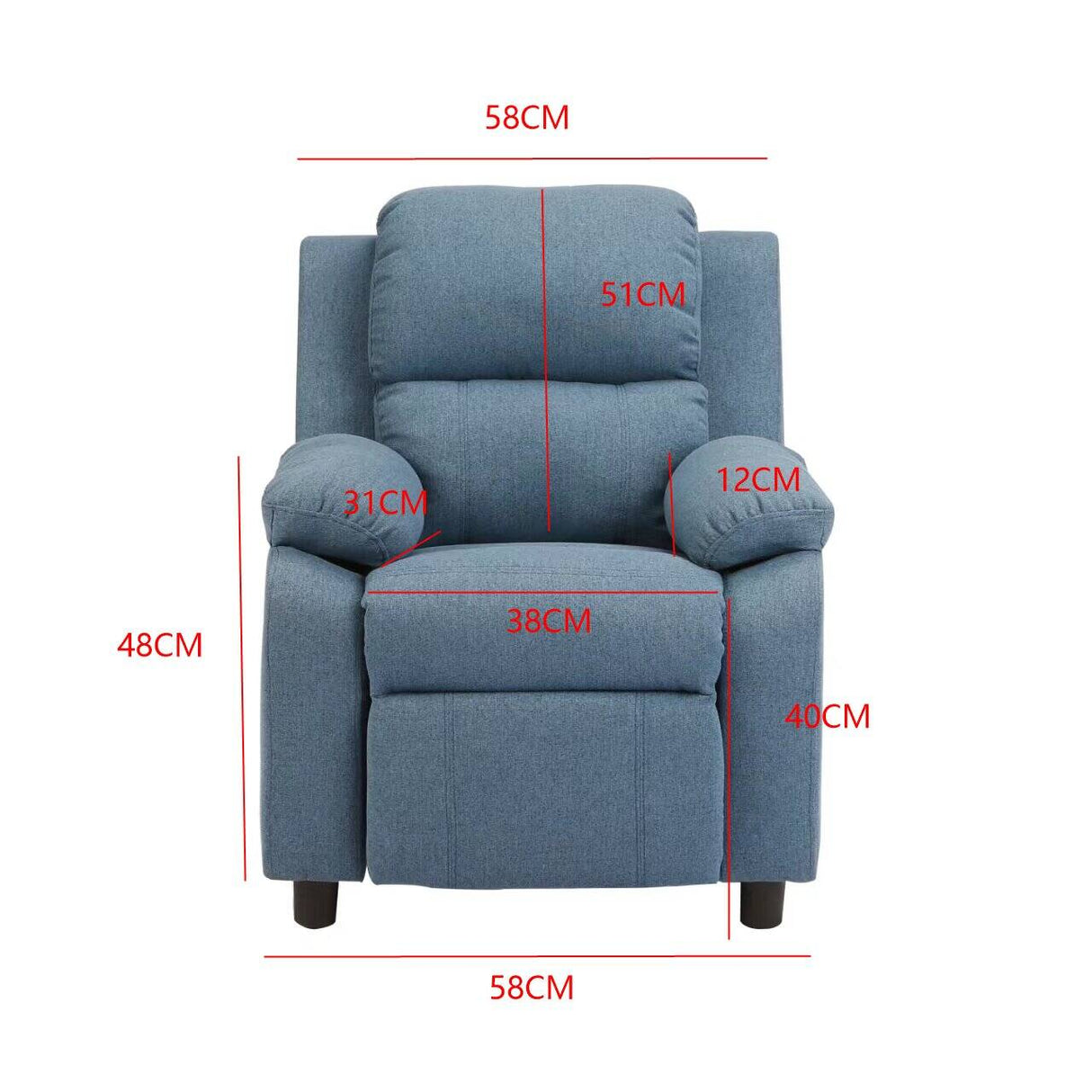 Erika Blue Children's Recliner Sofa Chair - Cozy Lounge Armchair for Kids