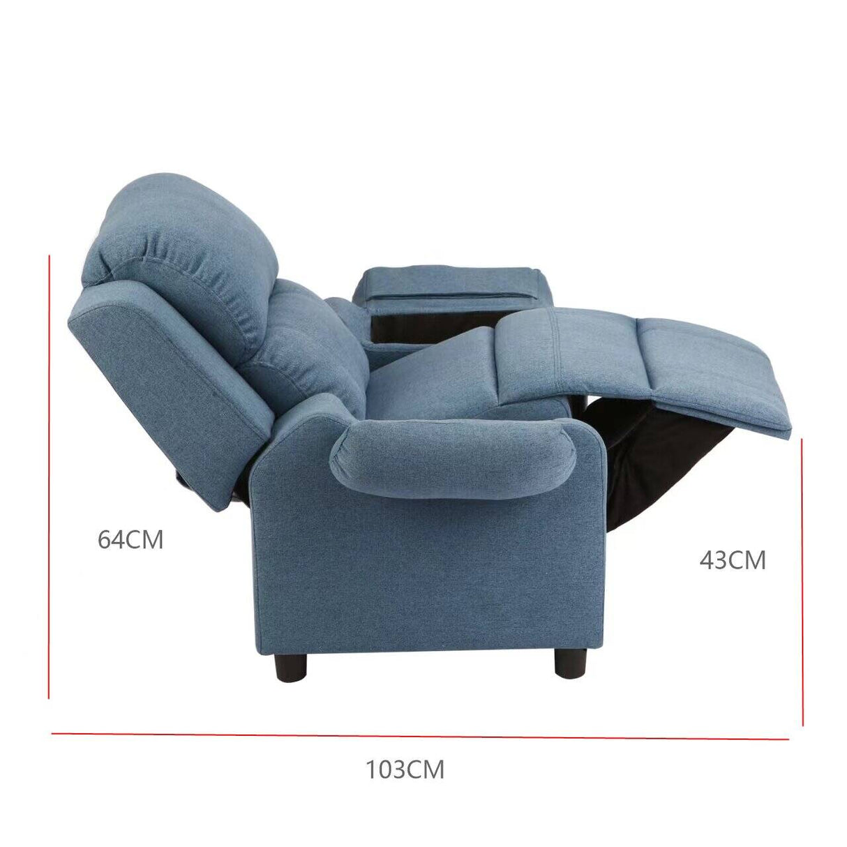 Erika Blue Children's Recliner Sofa Chair - Cozy Lounge Armchair for Kids