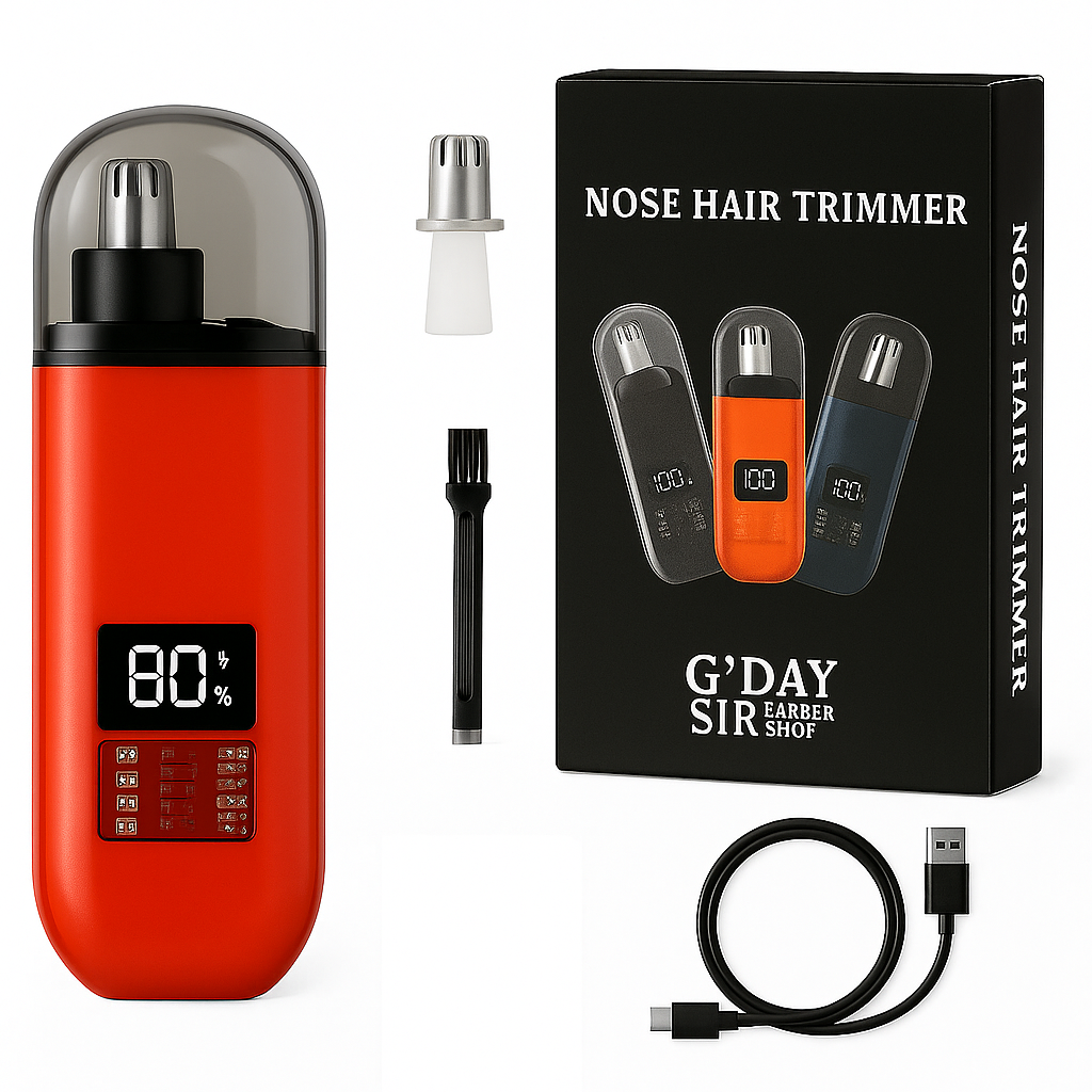 Handheld Portable Nose Hair Trimmer Rechargeable USB-C Clipper Shaver in Red/Orange