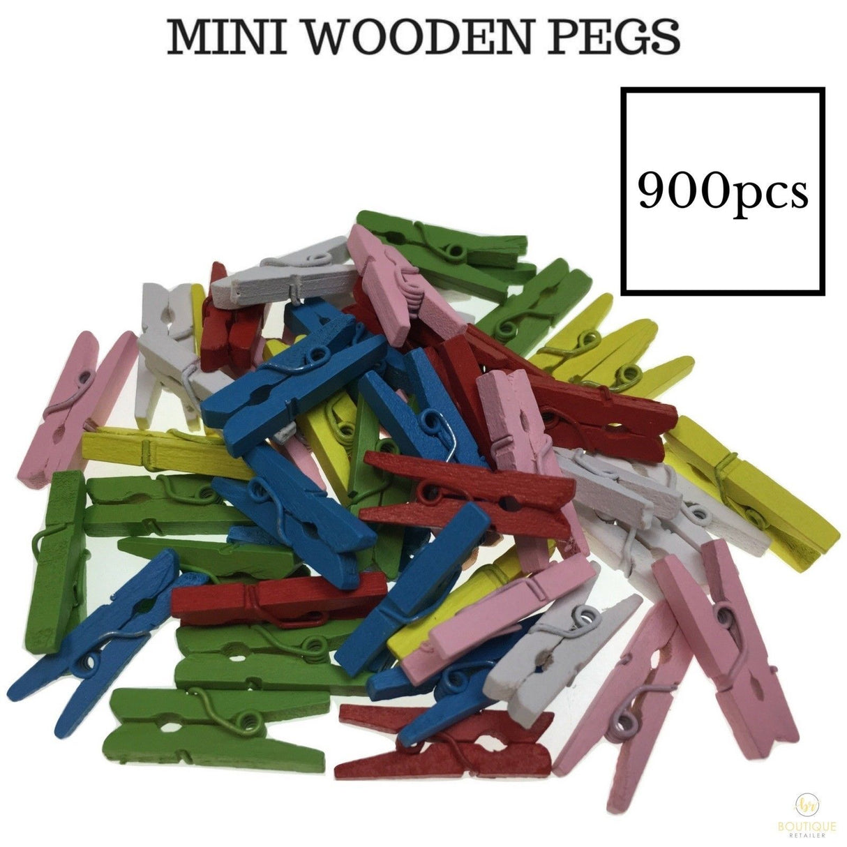 900pcs MINI WOODEN PEGS Natural Craft Baby Shower Clothes Pin Scrapbook 35mm
