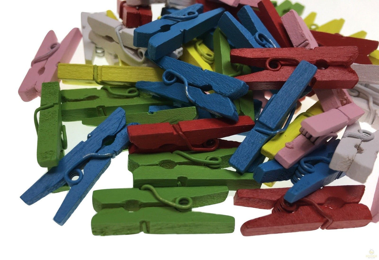 900pcs MINI WOODEN PEGS Natural Craft Baby Shower Clothes Pin Scrapbook 35mm