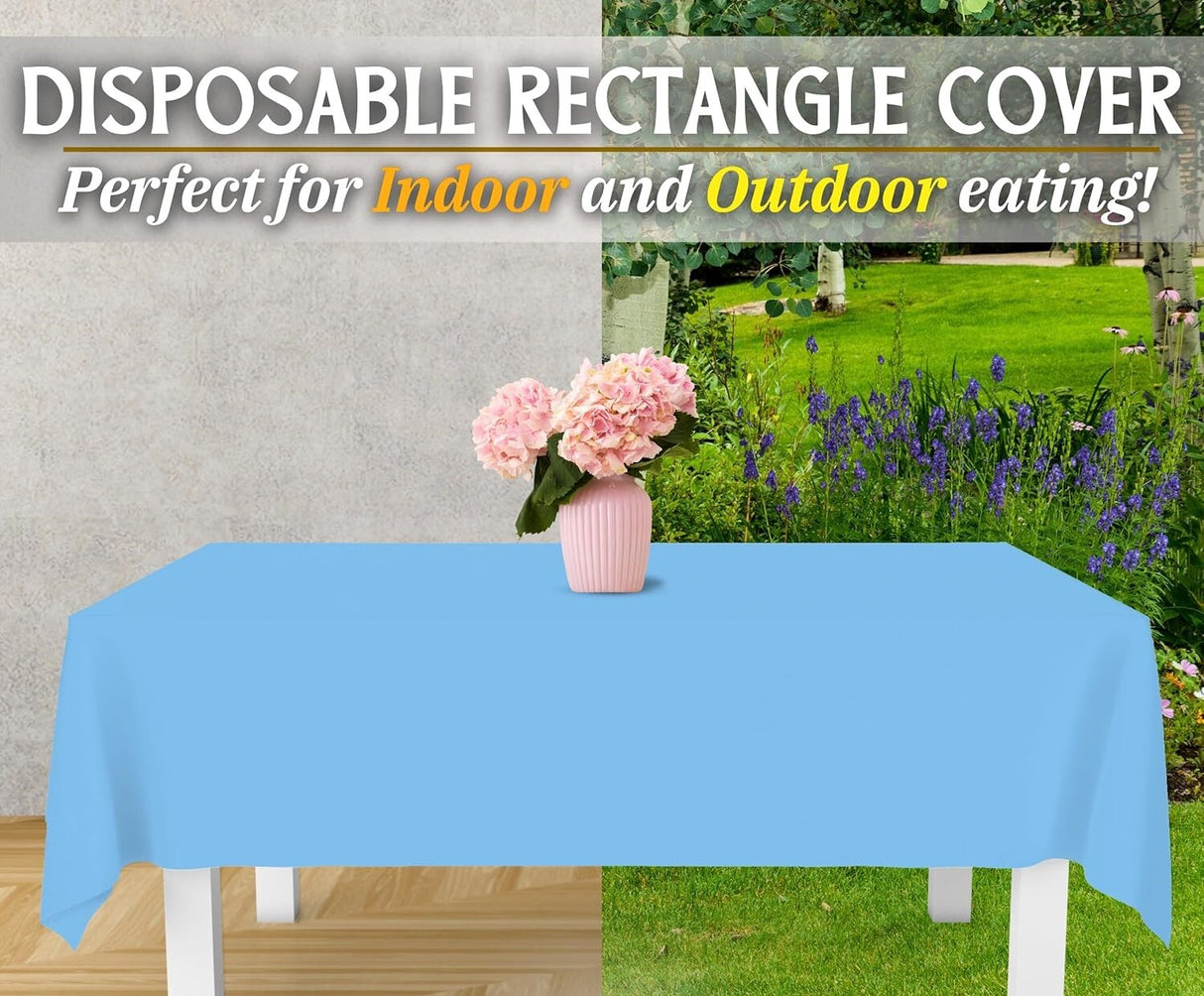 Table Cloth Cover Reusable & Washable Xmas Party 137cm x 274cm (54x108) in Sky Blue