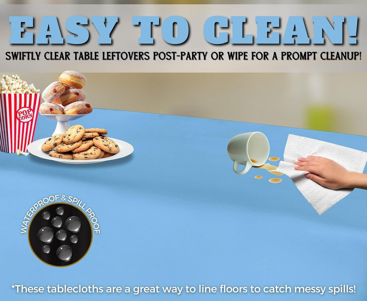 Table Cloth Cover Reusable & Washable Xmas Party 137cm x 274cm (54x108) in Sky Blue