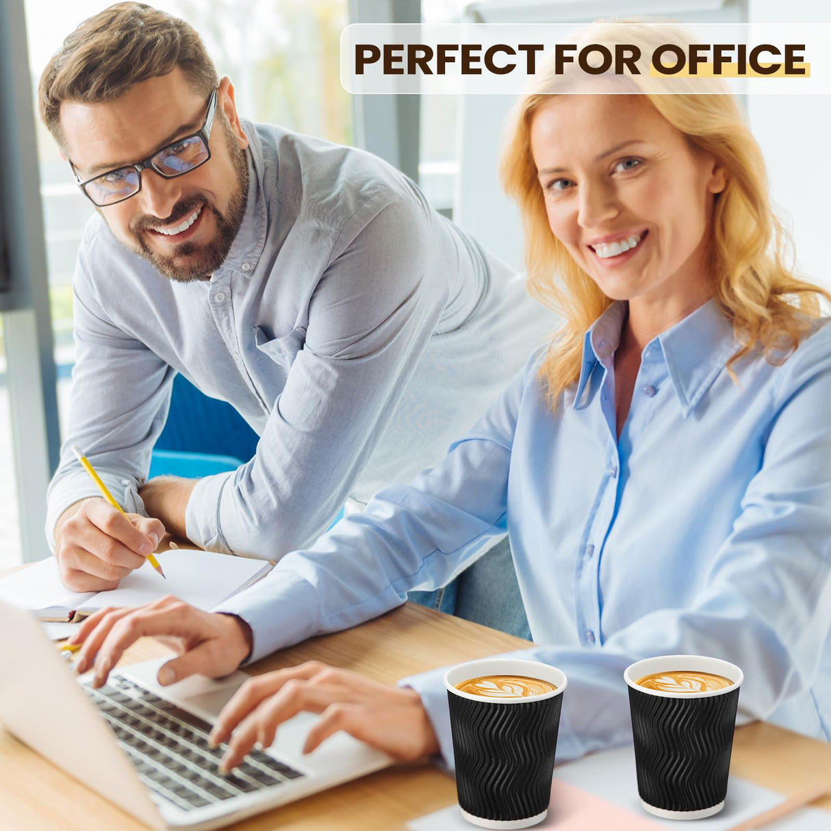 360x Triple Wall Paper Coffee Cups w/Lids (8oz) Disposable Takeaway Bulk in Black