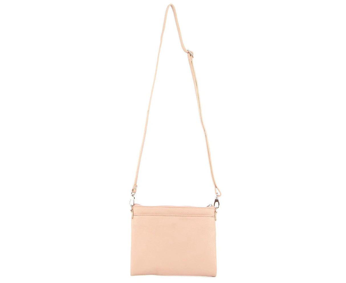 Pierre Cardin Ladies Cross Body Bag Leather Clutch Shoulder Sling Womens - Blush