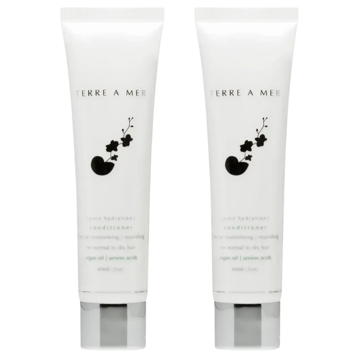 2x Terre A Mer Pure Hydration Amino Acid/Argan Conditioner - 60ml Travel Size