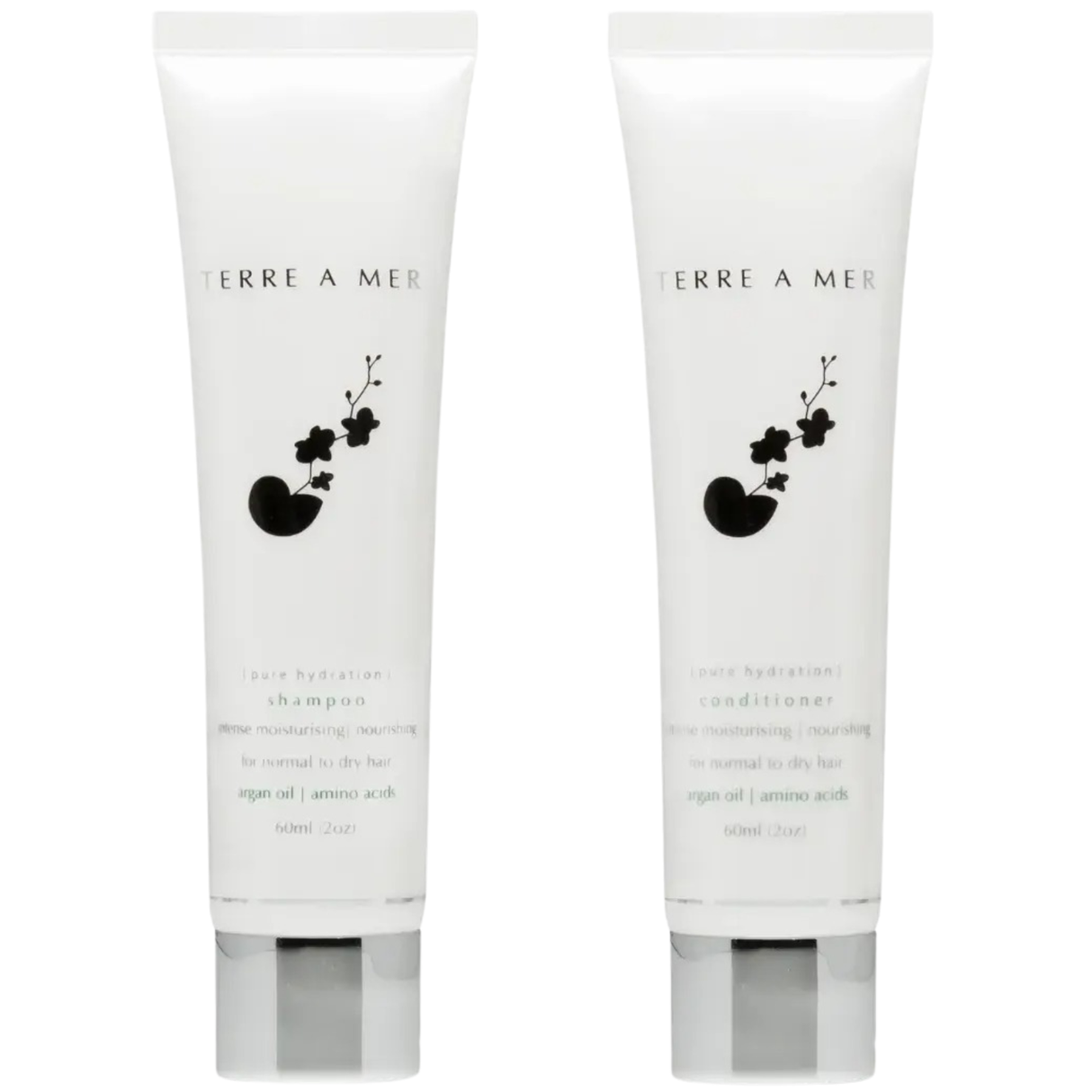 Terre A Mer Pure Hydration Amino Acid/Argan Oil Shampoo & Conditioner - 60ml Travel Size