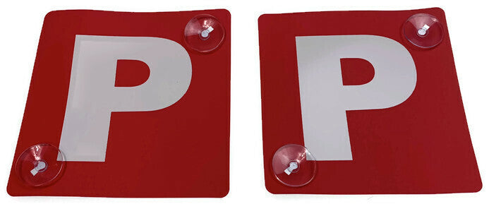 2x RED P PLATES Suction Probationary Car Window Signs for VIC/WA (Victoria & Western Australia)
