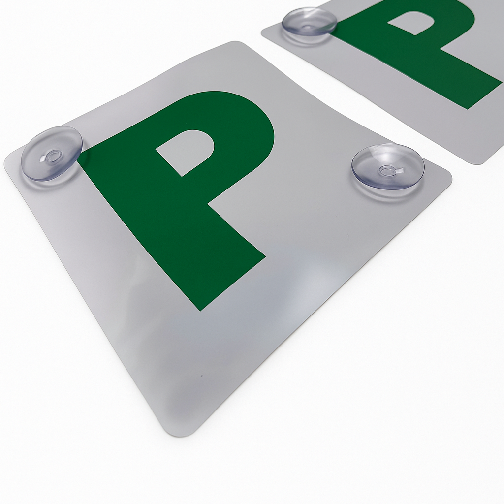 2x GREEN P PLATES Suction Probationary Car Window Signs for NSW (New South Wales)