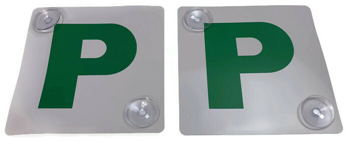 2x GREEN P PLATES Suction Probationary Car Window Signs for NSW (New South Wales)