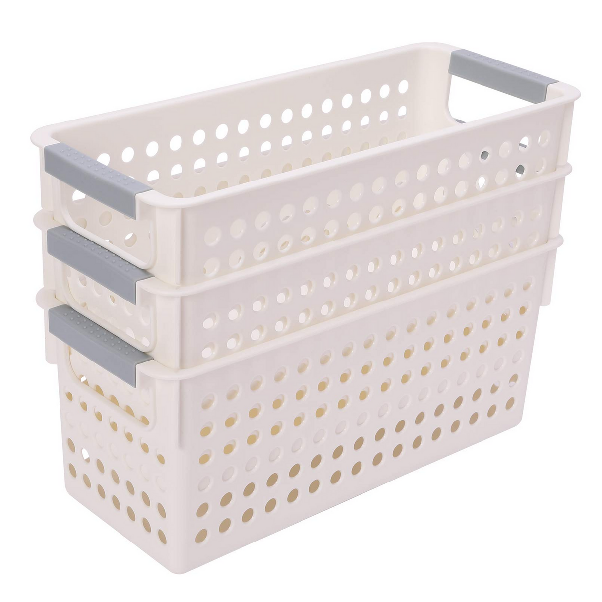 16x Premium Plastic Storage Baskets Bulk w/ Grip Handles 39.5*20.5*19.5cm