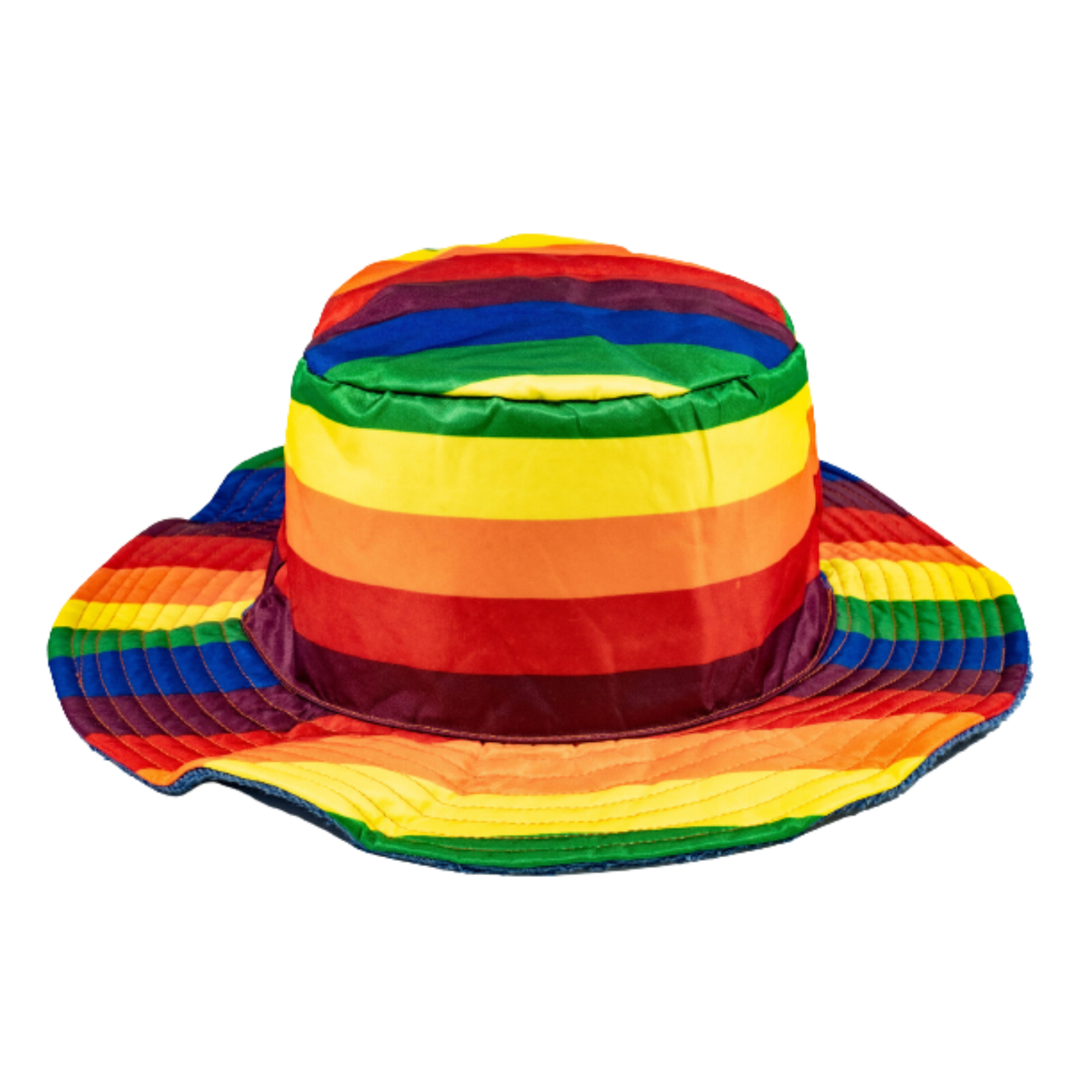 Rainbow Terry Towelling Bucket Hat Gay Lesbian Mardi Gras Party Cap LGBT - Reversible - Small (54cm)
